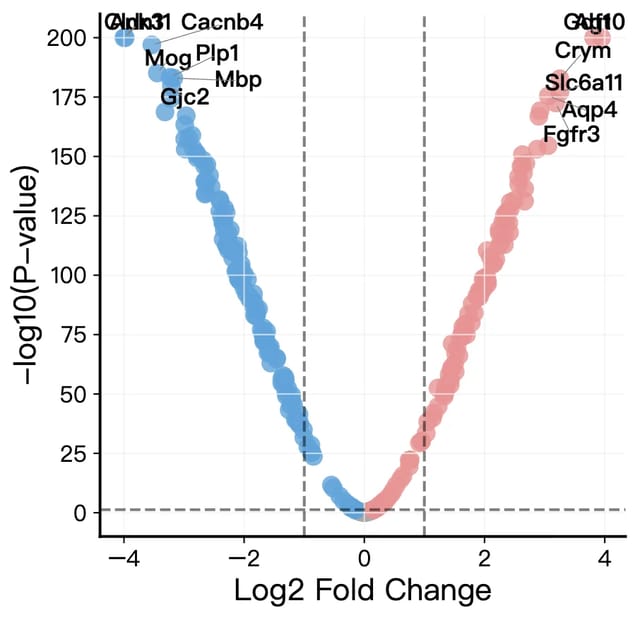 RNA-seq volcano plot of differential gene expression