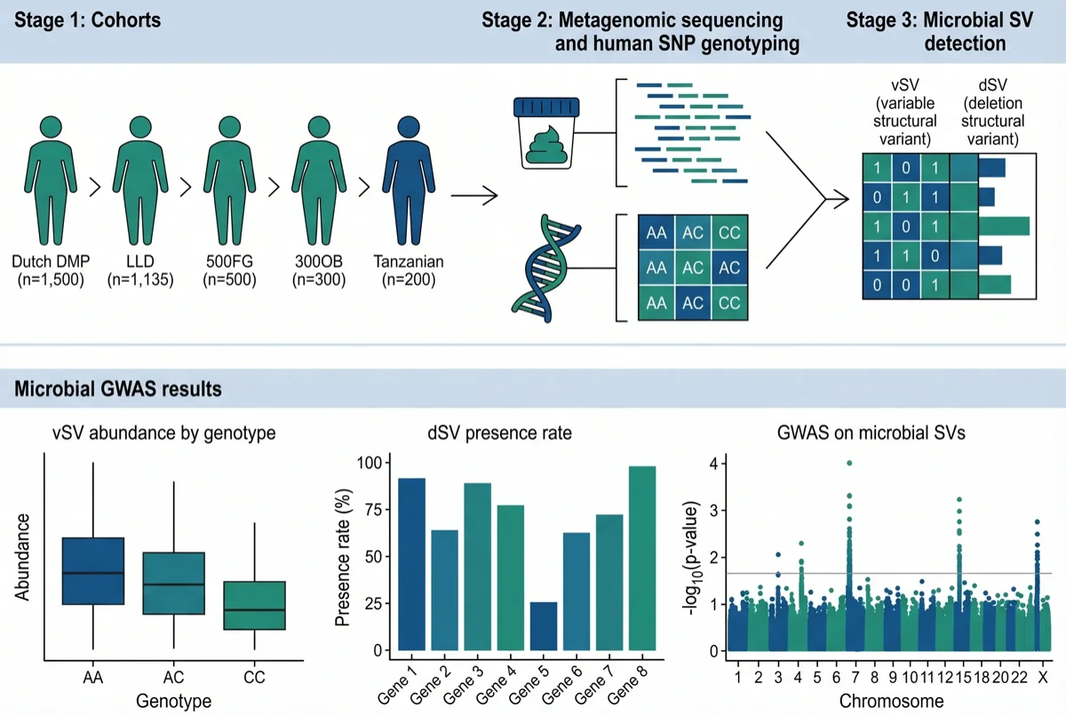 Metagenomics GWAS study design for microbial structural variant detection